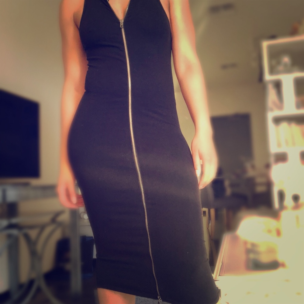 Express Zip Front Midi Dress